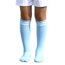 생활의지혜 주니어용 장목 축구스타킹 배색 축구양말 2켤례 세트, 스카이블루화이트, 2세트