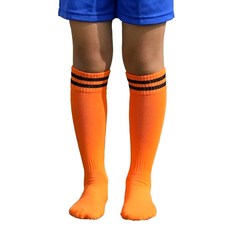 생활의지혜 주니어용 장목 축구 스타킹 배색 양말, 오렌지블랙, 1개