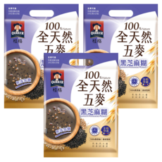 QUAKER 桂格 全天然五麥 黑芝麻糊 無添加糖 10包入, 190g, 3袋