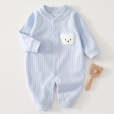 베베니즈 신생아용 왕곰돌이패치 골지 순면 우주복