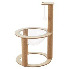 DYY dog&cat 原木紋貓跳台/3層絨布貓跳台, 1個, 原木色