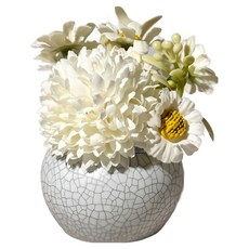 49데이즈 납골당 꾸미기 봉안당 성묘 미니어처 조화 꽃 도자기 화분 장식 소품, 1개, 원형 화이트