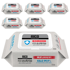 Rico 手部消毒濕紙巾 掀蓋式, 70張, 6包