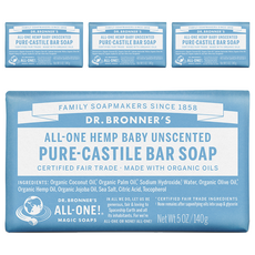 닥터브로너스 베이비 마일드 퓨어 캐스틸 바 솝 무향, 140g, 4개