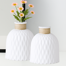 Joinmade 塑膠室內裝飾迷你花瓶 2入, 白色