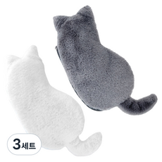 모나코올리브 쓰다듬고 싶은 뒷태냥 필통 2종 세트, 화이트, 그레이, 3세트