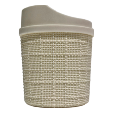 百貨King 麻布紋圓形桌上垃圾桶, 白色, 1入4組, 13.5*16.5cm