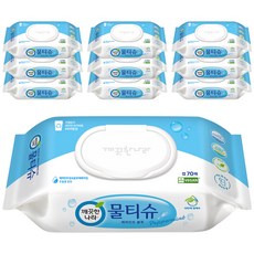 깨끗한나라 페퍼민트 블루 물티슈 캡형, 70개입, 10개