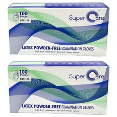 슈퍼케어 진료용 라텍스 장갑, 미니(XS), 2개