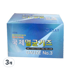 국제 멸균거즈 3호 7.5 x 7.5 cm, 100개입, 3개