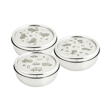 KOM 316不鏽鋼兒童隔熱碗附匙, 汽車 + 恐龍 + 獨角獸, 隔熱碗3個 + 餐匙3支, 1組