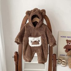 스타도어 신생아용 큐트 포켓 후드 방한 우주복