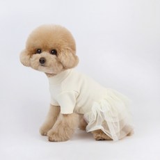 Grooming Dog 寵物基本款素色內搭紗裙洋裝, 象牙白