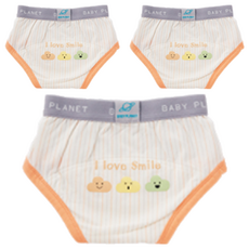 베이비플라넷 밤부 배변훈련팬티 스마일 클라우드, 코랄, 3개