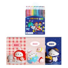 몰랑이 종합장 3권 + 지구화학 슈퍼지구 12색 문구세트, 랜덤발송(종합장), 1세트