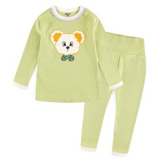 milkmileLoLo 孩童兩件式小熊印花長袖睡衣睡褲組