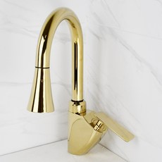 優質Eagle側邊單孔廚房鵝頸水龍頭 金色, 1個