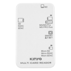 Kinyo 多合一晶片讀卡機 37 x 16 x 66mm 線長15cm 27.6g, KCR-6251, 白色, 1個