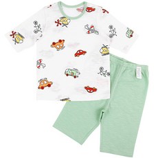 Maykids 男童款交通工具印花7分袖家居服套裝