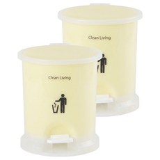 HOUSE 好室喵 美力樂踏式垃圾桶 附內桶 2.5L, 黃色, 2個