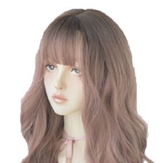 vvgabal 女士長波浪全頂假髮 Q-nic 燙髮, 灰粉色, 1個