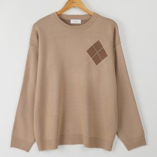 플레이즈 남성용 아가일 포인트 라운드넥 니트 티셔츠