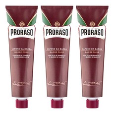 PRORASO 刮鬍膏 紅標 滋潤檀香 150ml, 3條
