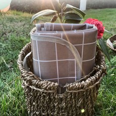 메이리앤 피크닉 체크 매트 대형, 브라운