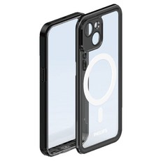 PHILIPS 飛利浦 磁吸式極限運動防水殼 iPhone 15, 透明色 + 黑色, 1個