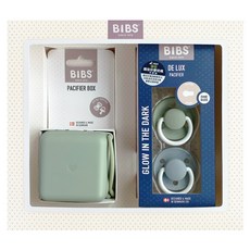 BIBS De Lux 奶嘴禮盒組, 灰綠夜光, 1組, 不適用