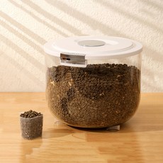 파스텔펫 반려동물 심플 원터치 사료통 S, 화이트, 1개, 5L