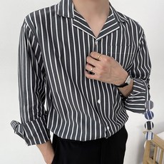 CONFIAR 男款口袋條紋翻領襯衫 TC6102