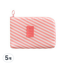 다윗트 휴대용 다용도 파우치, 핑크줄무늬, 5개