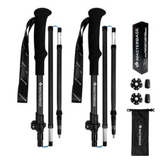 MASTERBASE 全碳纖維5節登山杖 2入, 碳黑色, 1套