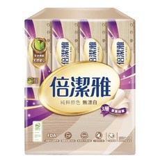 倍潔雅 無漂白3層抽取衛生紙, 8包, 1袋