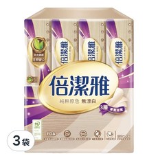 倍潔雅 無漂白3層抽取衛生紙, 8包, 3袋