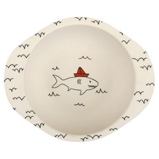 Dailylike 幼兒竹製防傾倒碗, 白色 + 黑色, 1個