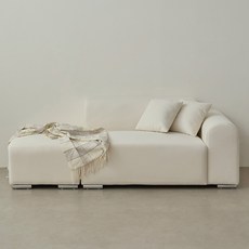 퍼리든 뮤즈 패브릭 2인용 소파 팔걸이 좌형 + 쿠션 2p + 스툴 방문설치, 아이보리