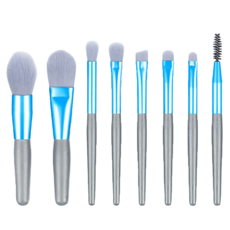 化妝刷具組 含收納袋 150g 8支, 霧霾藍, 1組