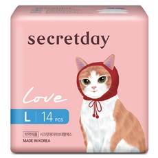 시크릿데이 러브 생리대 날개형, 대형, 14개입, 1개