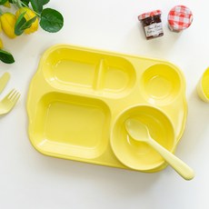 LOHJA 美耐皿 805 幼兒餐盤組, 幼兒餐盤 + 兒童碗, 淺黃色