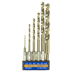 Octopus 章魚牌 六角柄含鈷不鏽鋼鑽頭組 1.5-8mm 耐高溫 耐磨損, 6支