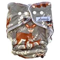 sloomb OBF 有機竹棉夜用布尿布 70%竹纖維/30%有機棉, 森林甜心 灰色, 1件