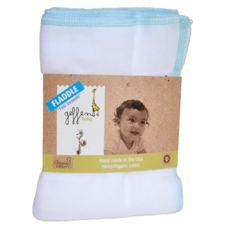 Geffen Baby 柔膚觸感有機棉麻絨萬用尿布 76cm x 76cm 美國製, 藍邊 白色, 1件