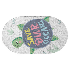 好物良品 絲圈浴缸防滑瀝水墊 腳踏墊 止滑墊 PVC材質, 70 x 40cm, 小小海龜 楕圓款, 1個