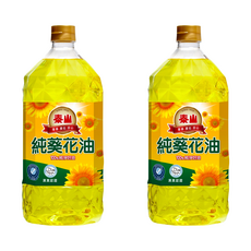 泰山 純葵花油，89%不飽和脂肪酸，耐高溫220°C，富含維生素E, 2L, 2瓶