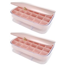 피키픽스 악세서리 쥬얼리 보석 2단 수납 정리함, 핑크, 2개