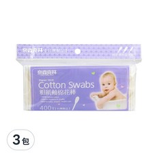 奈森克林 粗紙軸棉花棒 400支 台灣製品, 3包
