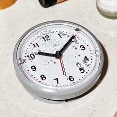 HC CLOCK 韓國製現代靜音防水吸盤式時鐘 12cm, 白色 + 白色