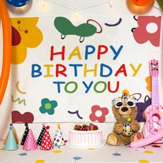 薄款生日掛布 附釘子、掛勾, 100 x 70cm, 花朵, 1件